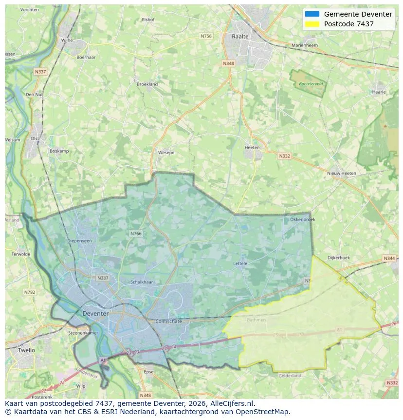 Postcodekaart voor 7437