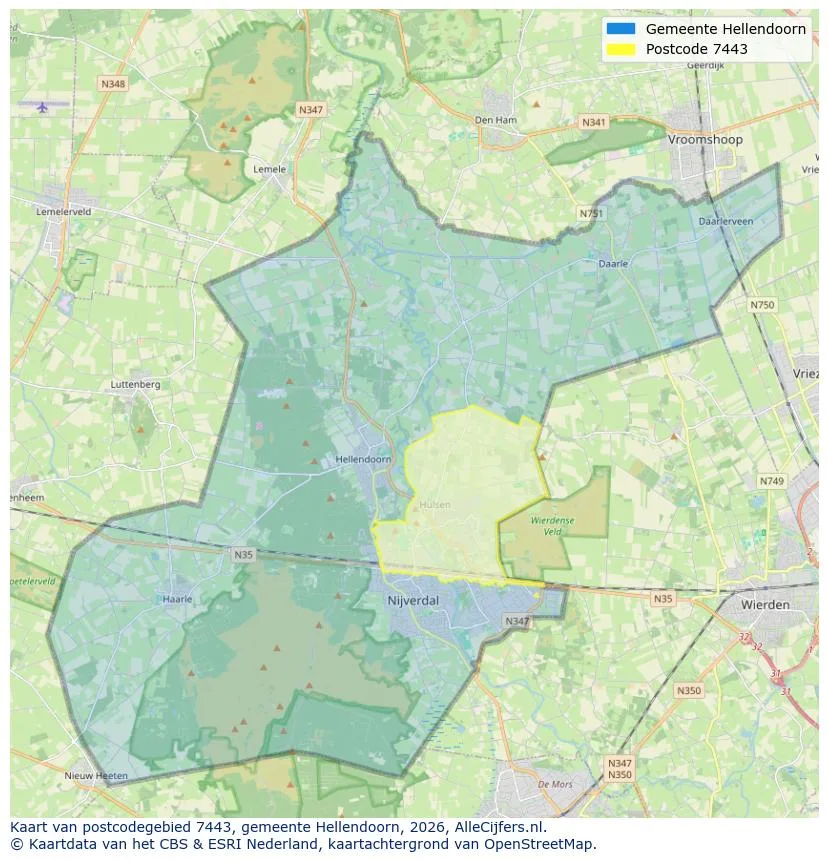 Postcodekaart voor 7443