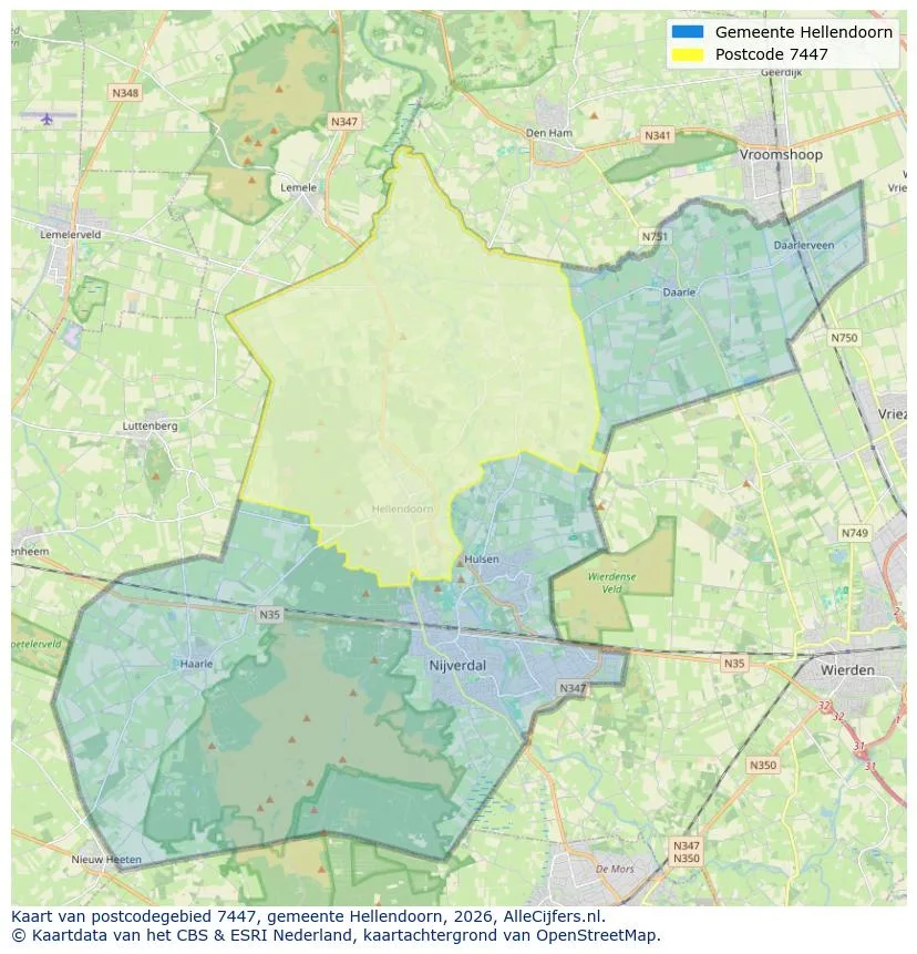 Postcodekaart voor 7447