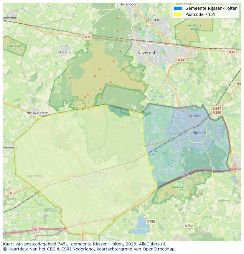 Postcodekaart voor 7451