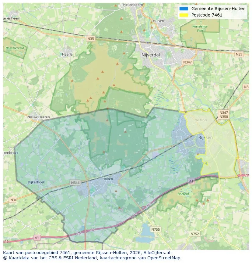 Postcodekaart voor 7461