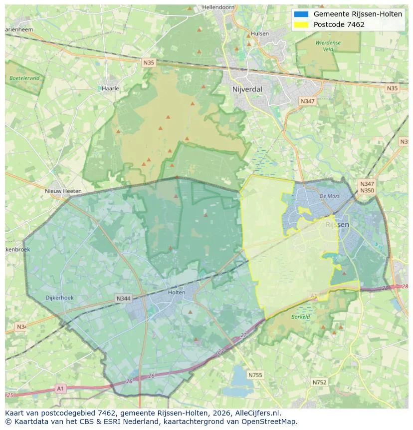 Postcodekaart voor 7462