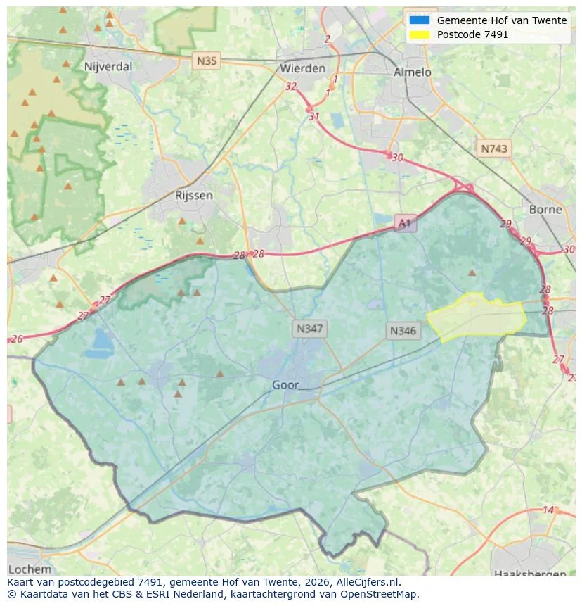 Mapa de códigos postales para 7491