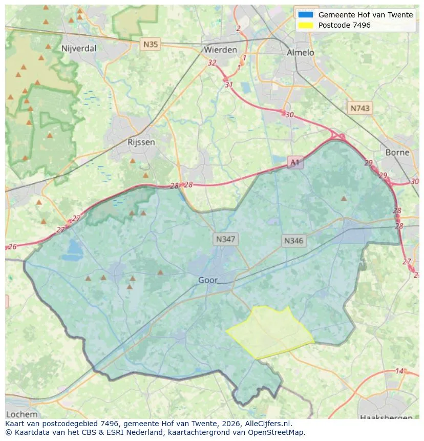 Postcodekaart voor 7496