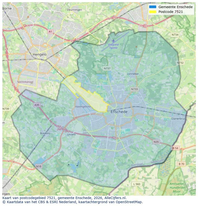 Postcodekaart voor 7521