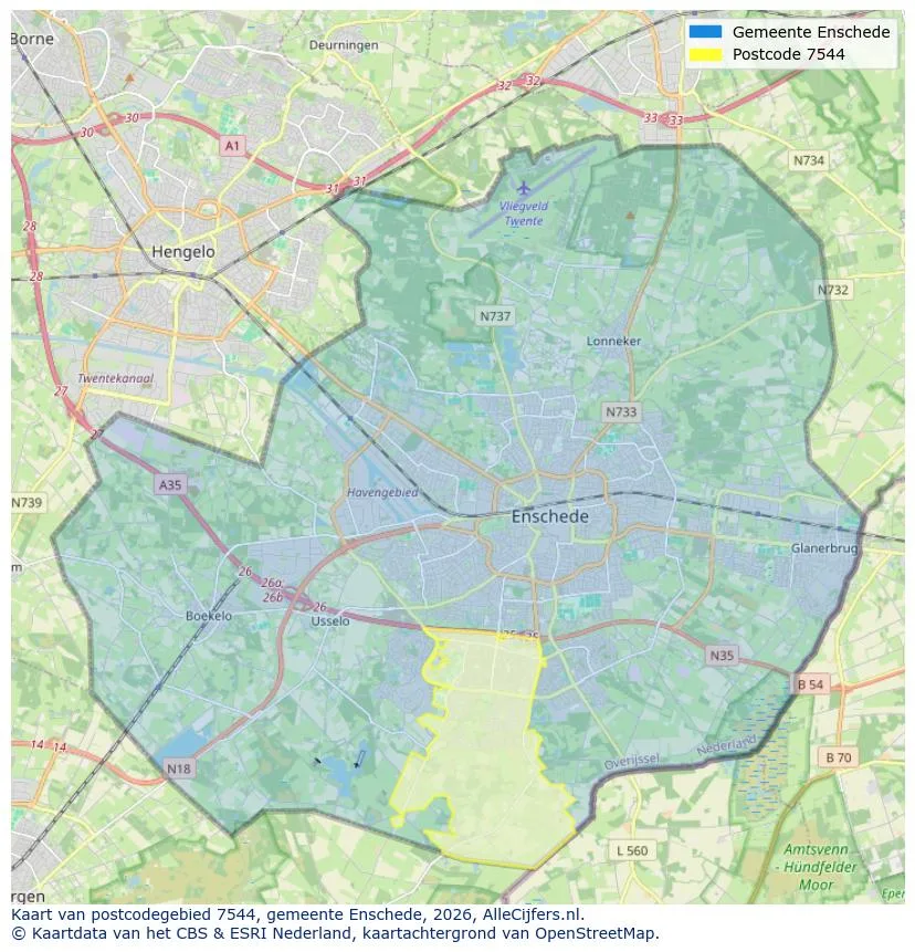 Postcodekaart voor 7544