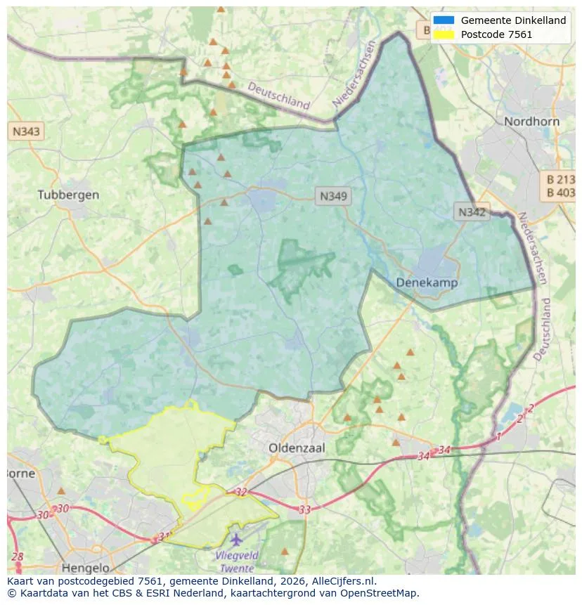 Postcodekaart voor 7561