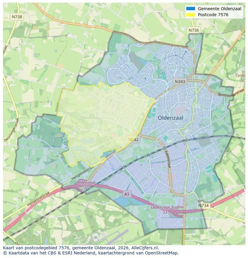 Postcodekaart voor 7576