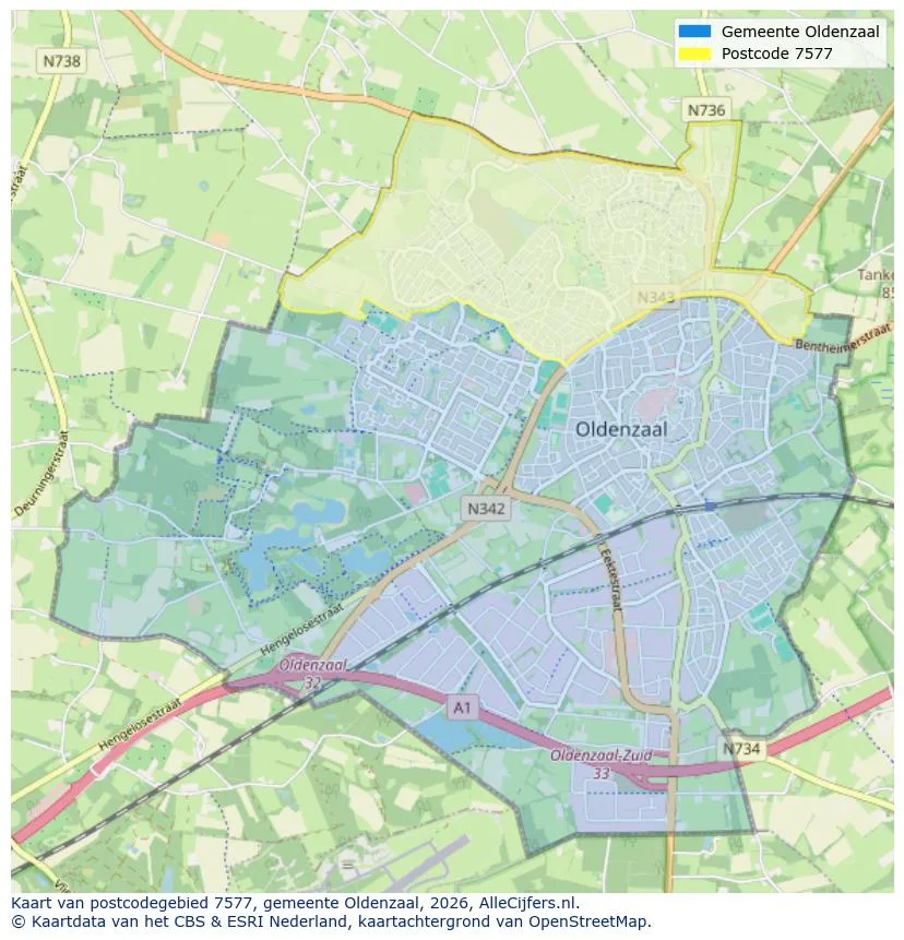 Postcodekaart voor 7577