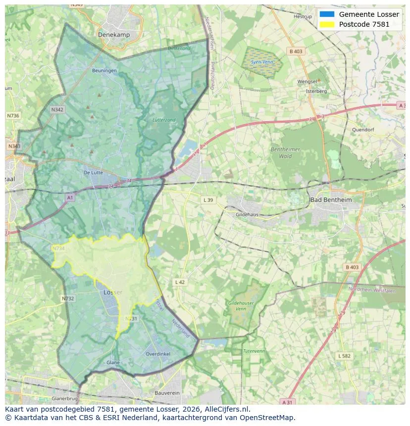 Postcodekaart voor 7581