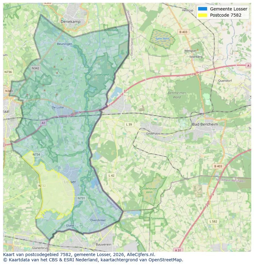 Postcodekaart voor 7582