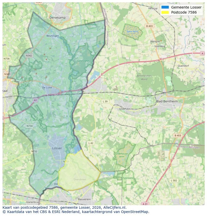 Postcodekaart voor 7586