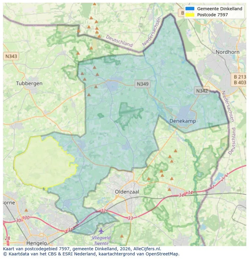 Postcodekaart voor 7597