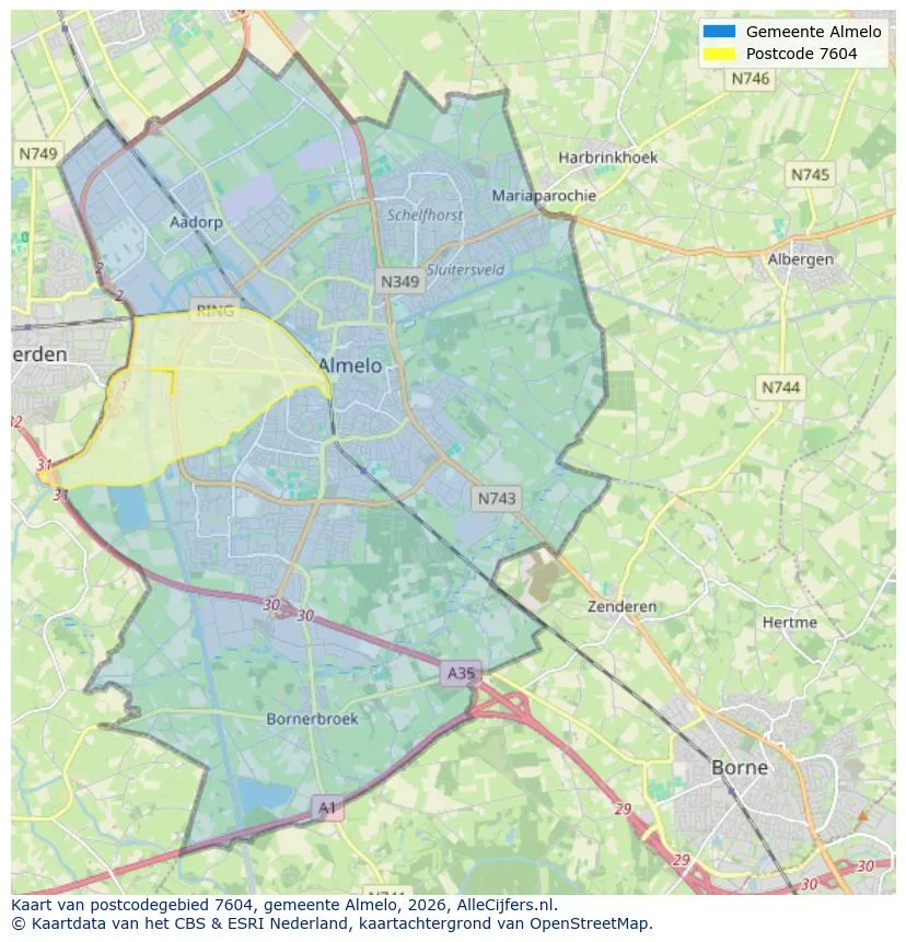 Postcodekaart voor 7604