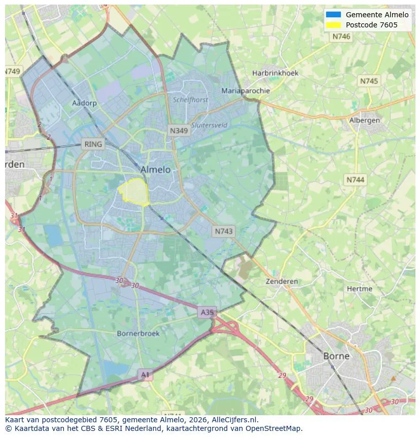 Postcodekaart voor 7605
