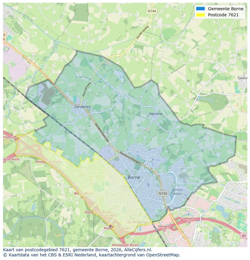 Mapa de códigos postales para 7621