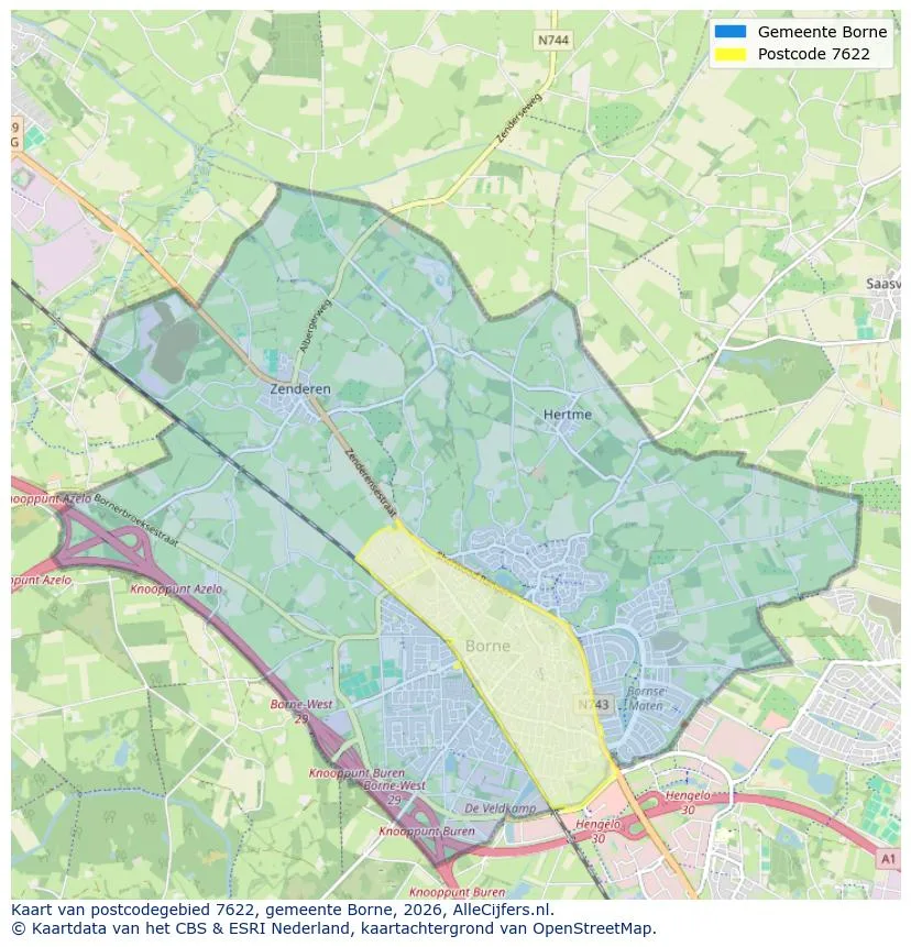 Postcodekaart voor 7622