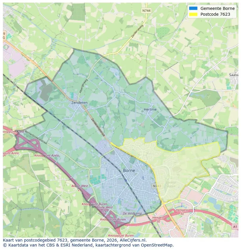 Mapa de códigos postales para 7623