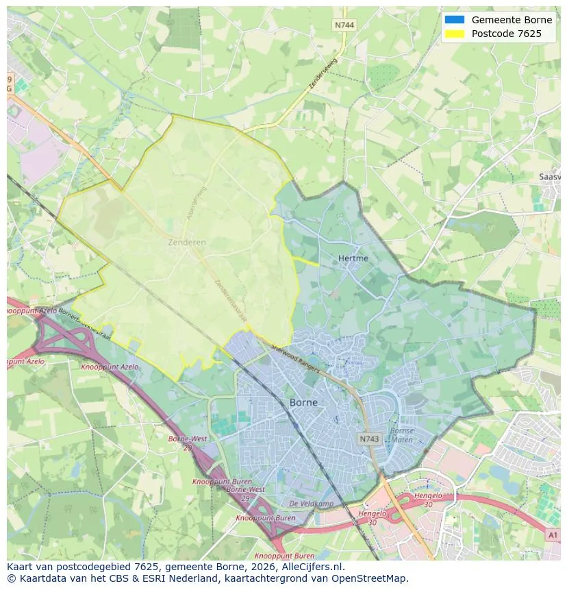 Postcodekaart voor 7625