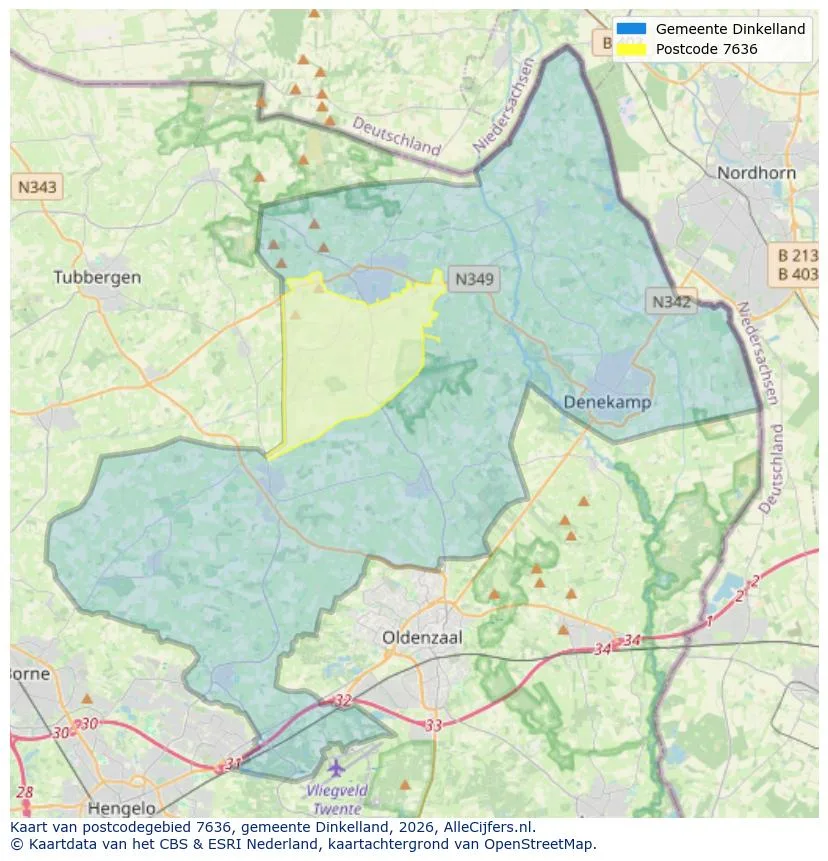 Postcodekaart voor 7636