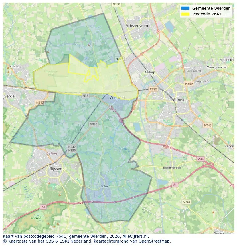 Postcodekaart voor 7641