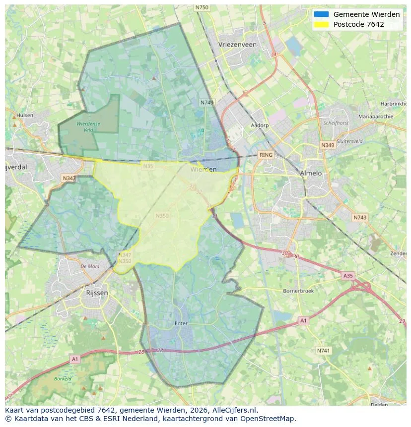Postcodekaart voor 7642