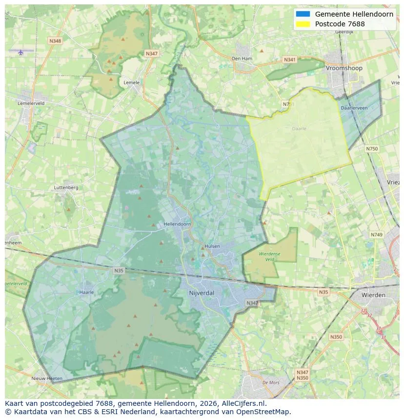 Postcodekaart voor 7688