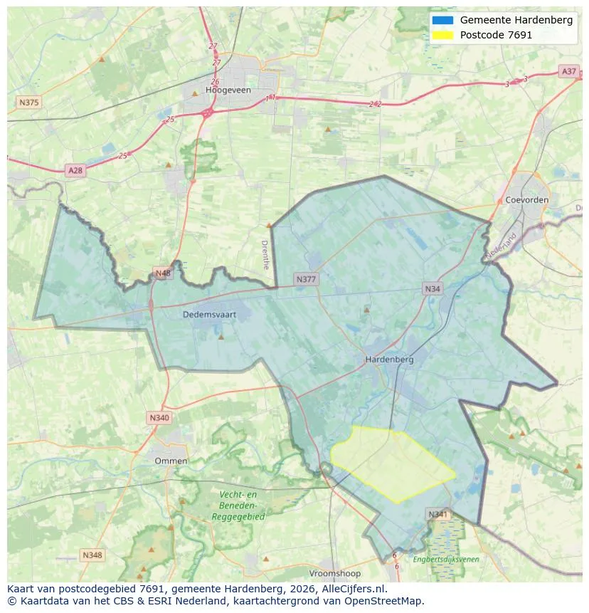 Postcodekaart voor 7691