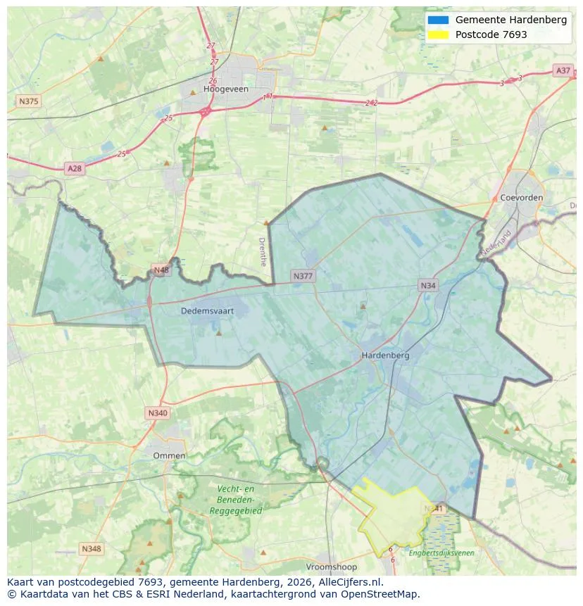 Postcodekaart voor 7693
