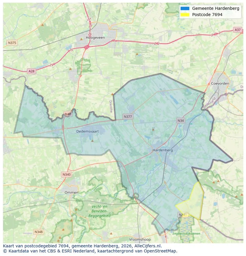 Postcodekaart voor 7694