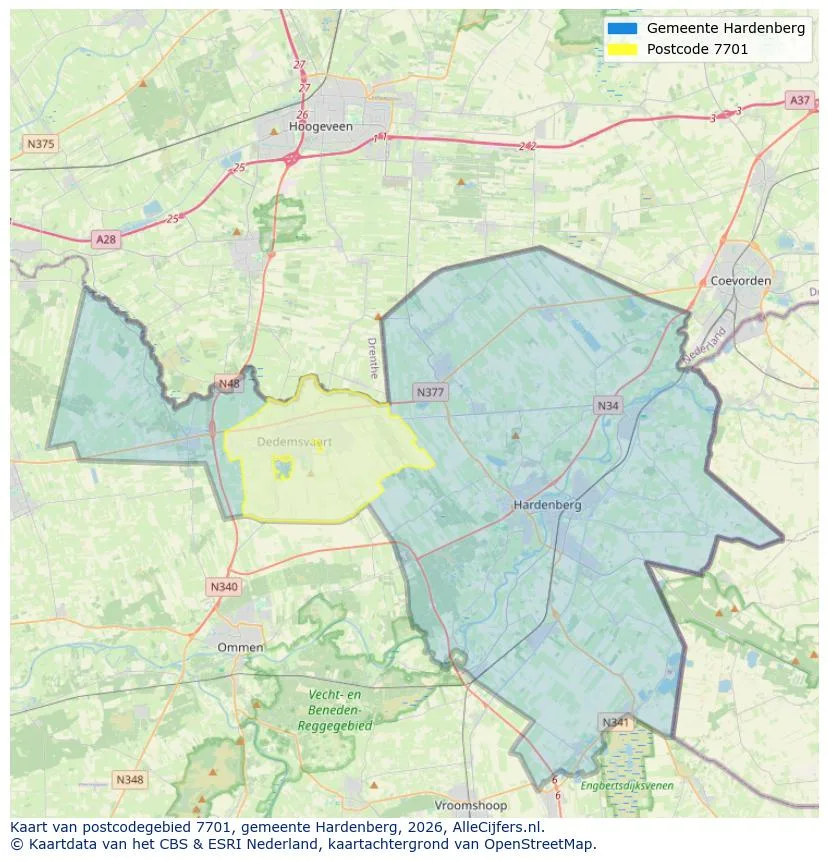 Postcodekaart voor 7701