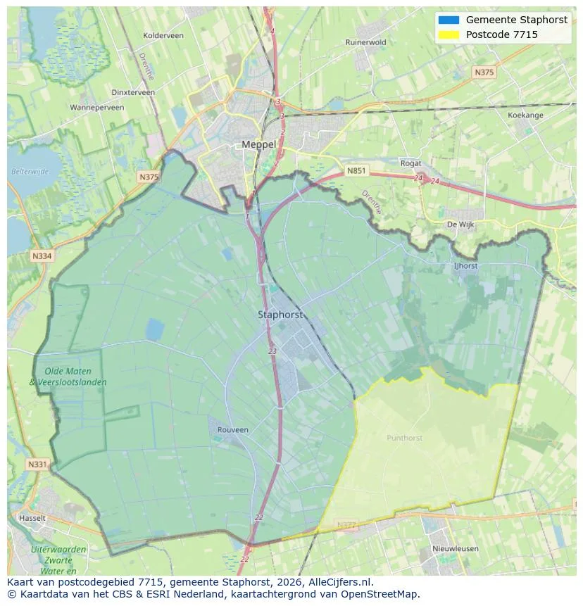 Postcodekaart voor 7715
