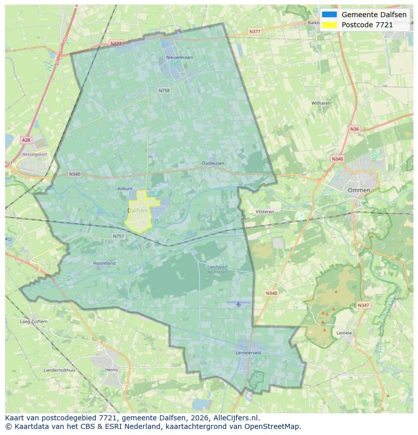 Postcodekaart voor 7721
