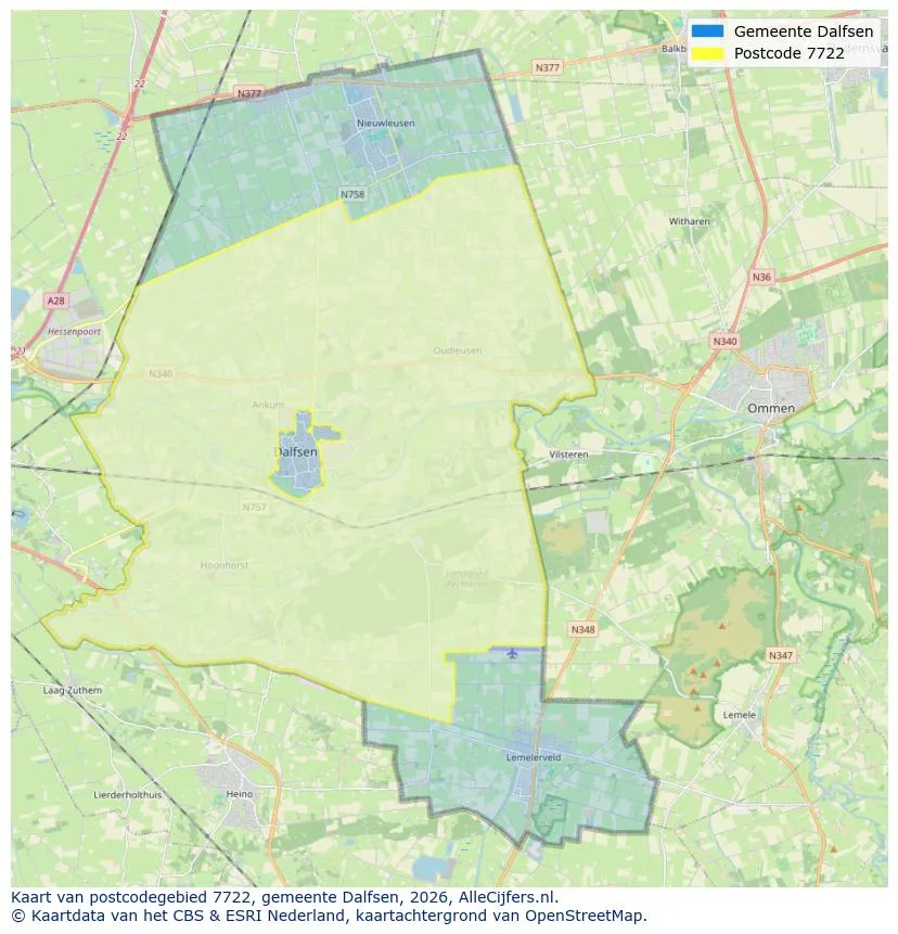 Postcodekaart voor 7722