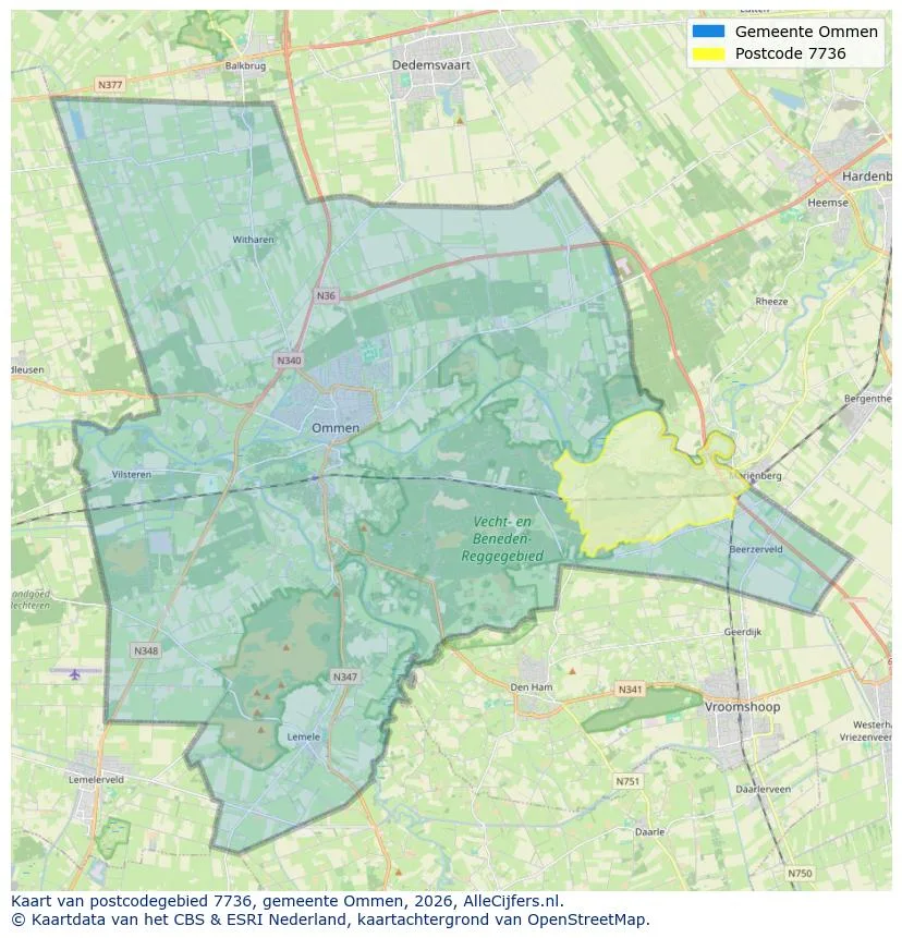 Postcodekaart voor 7736