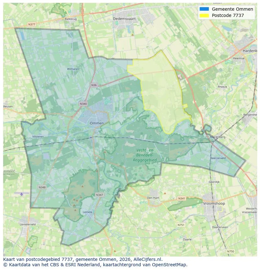 Postcodekaart voor 7737