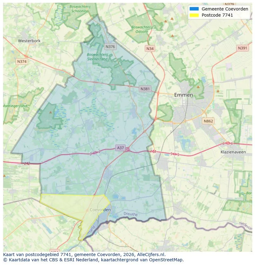 Postcodekaart voor 7741