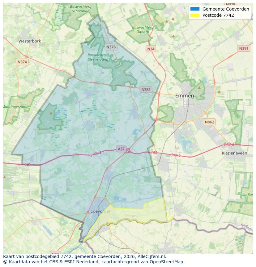 Postcodekaart voor 7742