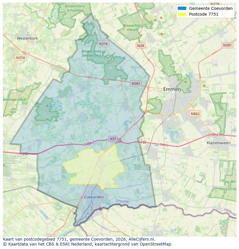 Postcodekaart voor 7751