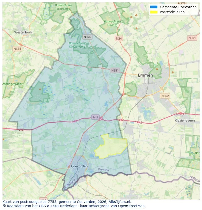 Postcodekaart voor 7755