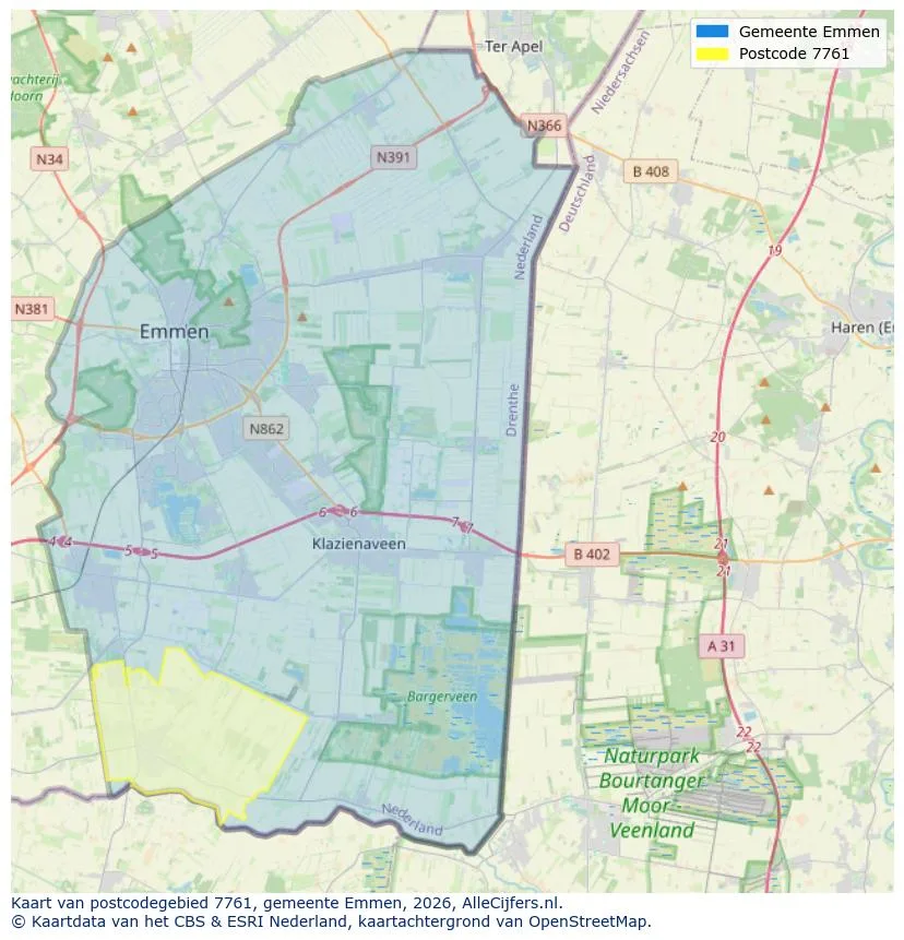 Postcodekaart voor 7761
