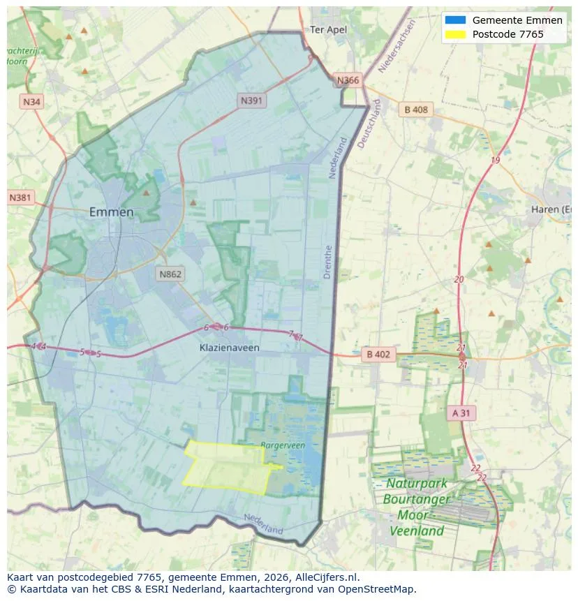 Postcodekaart voor 7765