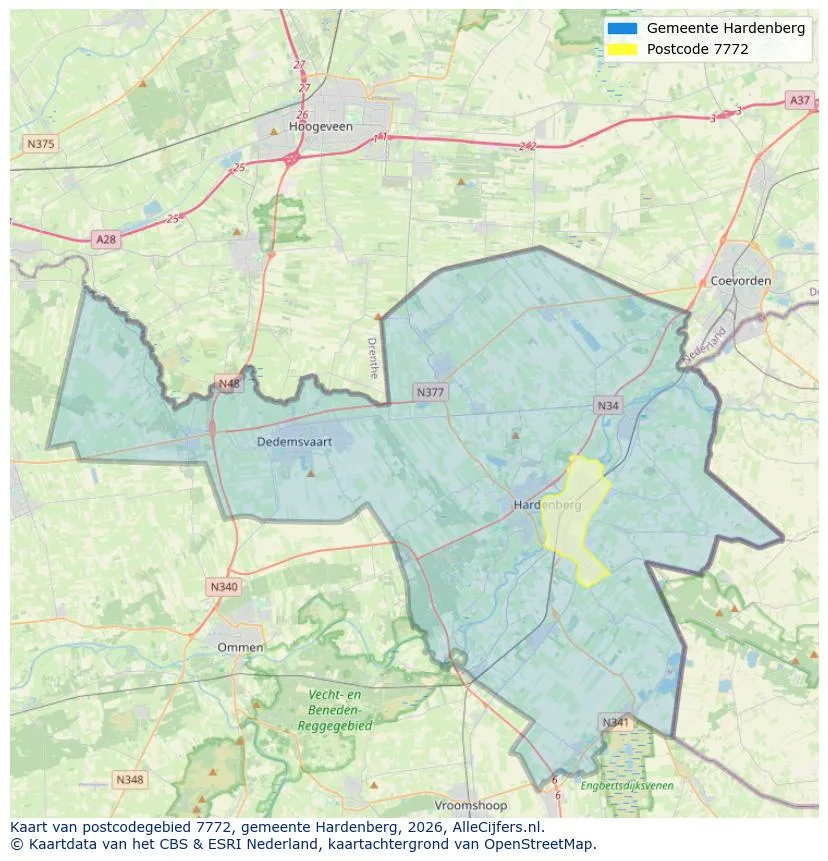 Postcodekaart voor 7772