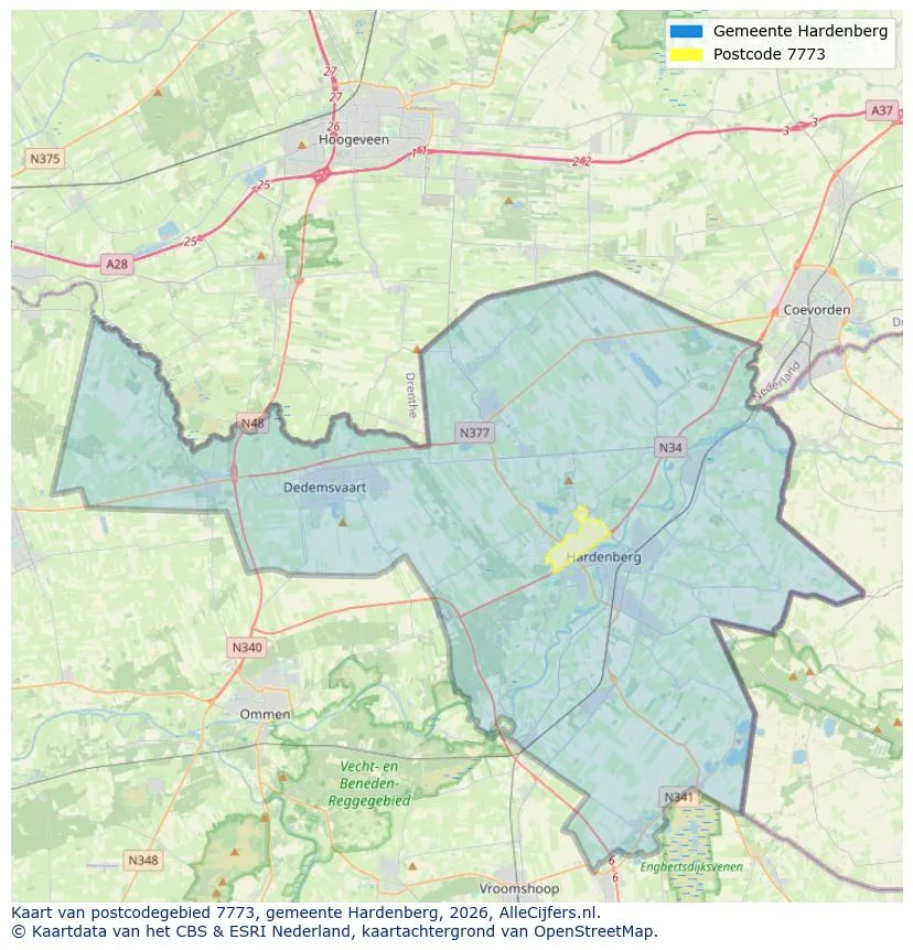 Postcodekaart voor 7773