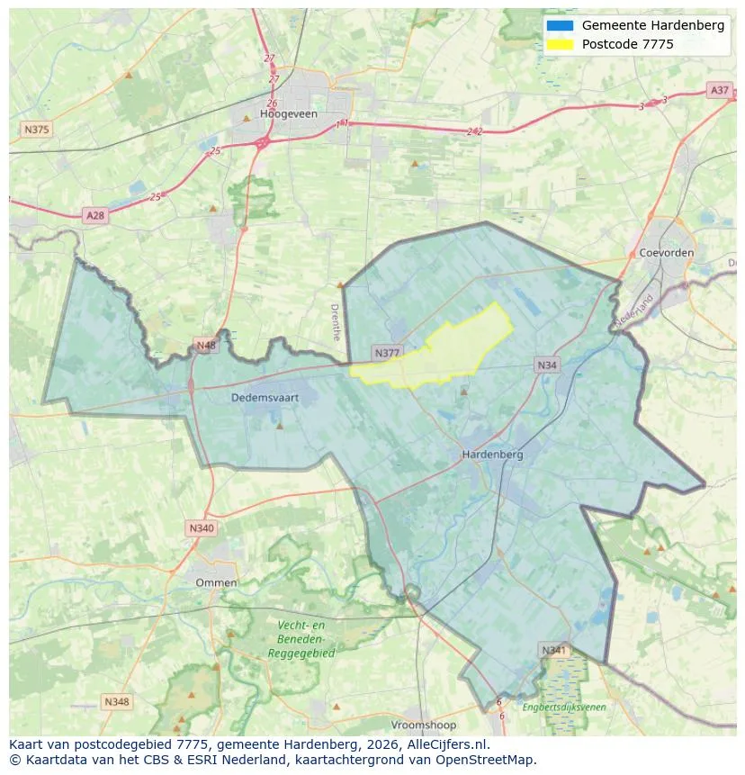Postcodekaart voor 7775
