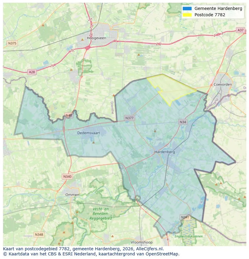 Postcodekaart voor 7782