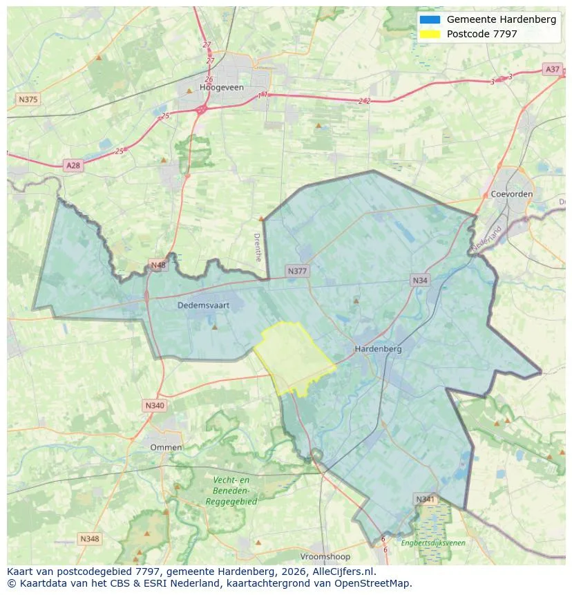 Postcodekaart voor 7797