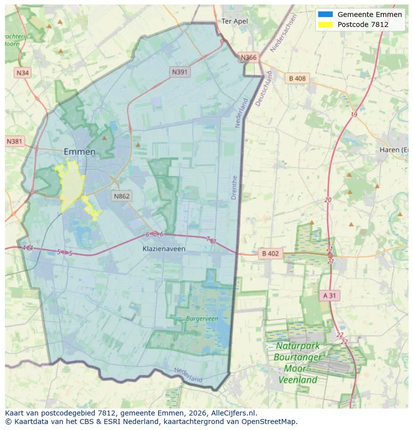 Postcodekaart voor 7812