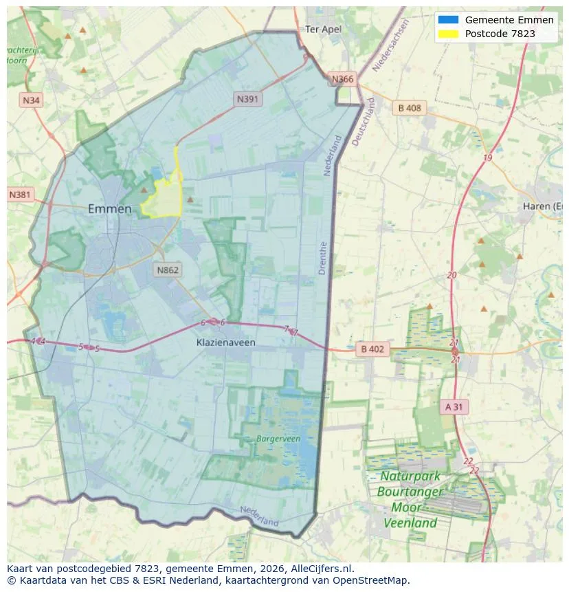Postcodekaart voor 7823