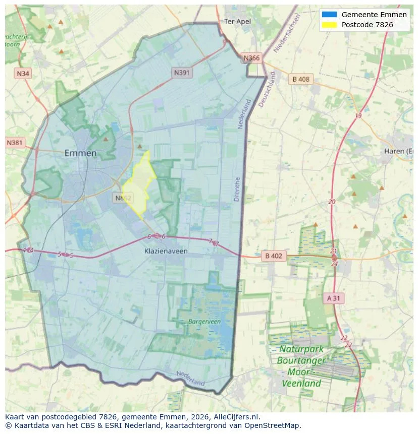 Postcodekaart voor 7826